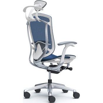 コンテッサセコンダ、固定肘、可動ヘッド、座メッシュ、ハンガー付、ランバー付、ホワイトB、ポリッシュ、脚ポリッシュ、ウレタン - オカムラ(岡村製作所)