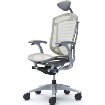 コンテッサセコンダ、固定肘、可動ヘッド、座メッシュ、ハンガー無、ランバー無、グレーB、シルバー、脚シルバー、ウレタン - オカムラ(岡村製作所)