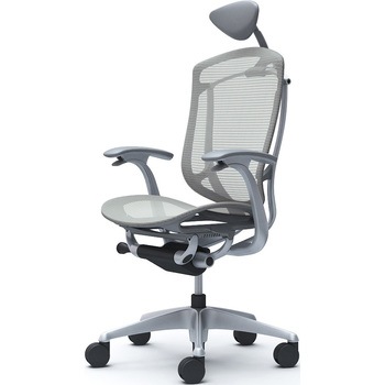 コンテッサセコンダ、固定肘、可動ヘッド、座メッシュ、ハンガー無、ランバー無、グレーB、シルバー、脚シルバー、ウレタン - オカムラ(岡村製作所)