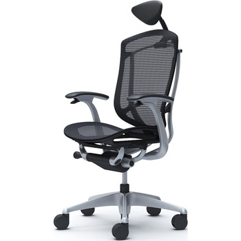 コンテッサセコンダ、固定肘、可動ヘッド、座メッシュ、ハンガー無、ランバー無、ブラックB、シルバー、脚シルバー、ウレタン オカムラ(岡村製作所)