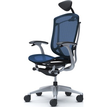 コンテッサセコンダ、固定肘、可動ヘッド、座メッシュ、ハンガー無、ランバー無、ブラックB、シルバー、脚シルバー、ウレタン オカムラ(岡村製作所)