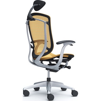 コンテッサセコンダ、固定肘、可動ヘッド、座メッシュ、ハンガー無、ランバー無、ブラックB、シルバー、脚シルバー、ウレタン オカムラ(岡村製作所)