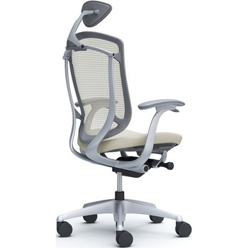 コンテッサセコンダ、固定肘、可動ヘッド、座クッション、ハンガー無、ランバー無、グレーB、シルバー、脚シルバー、ウレタン - オカムラ(岡村製作所)