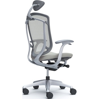 コンテッサセコンダ、固定肘、可動ヘッド、座クッション、ハンガー無、ランバー無、グレーB、シルバー、脚シルバー、ウレタン - オカムラ(岡村製作所)