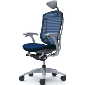 コンテッサセコンダ、固定肘、可動ヘッド、座クッション、ハンガー無、ランバー無、グレーB、シルバー、脚シルバー、ウレタン - オカムラ(岡村製作所)