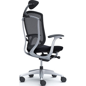 コンテッサセコンダ、固定肘、可動ヘッド、座クッション、ハンガー無、ランバー無、ブラックB、シルバー、脚シルバー、ウレタン - オカムラ(岡村製作所)