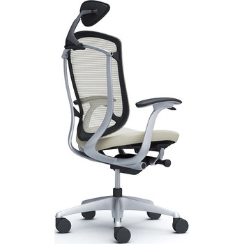 コンテッサセコンダ、固定肘、可動ヘッド、座クッション、ハンガー無、ランバー無、ブラックB、シルバー、脚シルバー、ウレタン - オカムラ(岡村製作所)