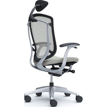 コンテッサセコンダ、固定肘、可動ヘッド、座クッション、ハンガー無、ランバー無、ブラックB、シルバー、脚シルバー、ウレタン - オカムラ(岡村製作所)