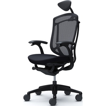 コンテッサセコンダ、固定肘、可動ヘッド、座クッション、ハンガー無、ランバー無、ブラックB、ブラック、脚ブラック、ウレタン - オカムラ(岡村製作所)