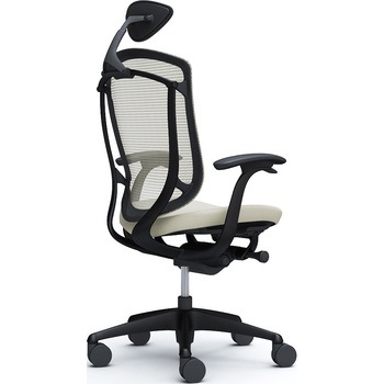 コンテッサセコンダ、固定肘、可動ヘッド、座クッション、ハンガー無、ランバー無、ブラックB、ブラック、脚ブラック、ウレタン - オカムラ(岡村製作所)