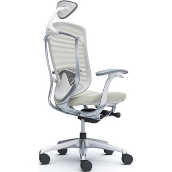 コンテッサセコンダ、固定肘、可動ヘッド、座革、ハンガー無、ランバー付、ホワイトB、ポリッシュ、脚ポリッシュ、ウレタン オカムラ(岡村製作所)