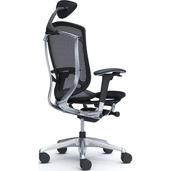 コンテッサセコンダ、可動肘、可動ヘッド、座メッシュ、ハンガー無、ランバー無、ブラックB、ポリッシュ、脚ポリッシュ、ウレタン オカムラ(岡村製作所)