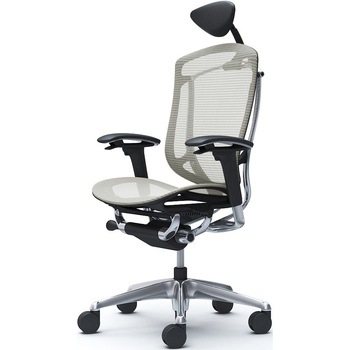 コンテッサセコンダ、可動肘、可動ヘッド、座メッシュ、ハンガー無、ランバー無、ブラックB、ポリッシュ、脚ポリッシュ、ウレタン オカムラ(岡村製作所)