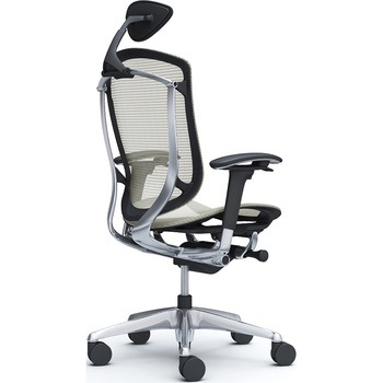 コンテッサセコンダ、可動肘、可動ヘッド、座メッシュ、ハンガー無、ランバー無、ブラックB、ポリッシュ、脚ポリッシュ、ウレタン オカムラ(岡村製作所)