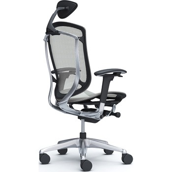 コンテッサセコンダ、可動肘、可動ヘッド、座メッシュ、ハンガー無、ランバー無、ブラックB、ポリッシュ、脚ポリッシュ、ウレタン オカムラ(岡村製作所)