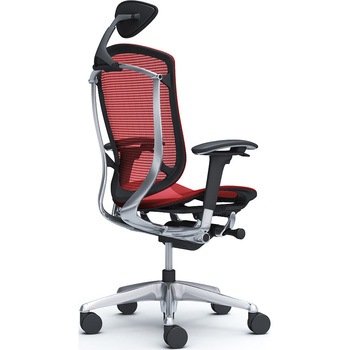 コンテッサセコンダ、可動肘、可動ヘッド、座メッシュ、ハンガー無、ランバー無、ブラックB、ポリッシュ、脚ポリッシュ、ウレタン オカムラ(岡村製作所)