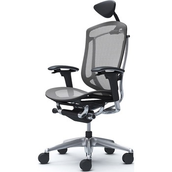 コンテッサセコンダ、可動肘、可動ヘッド、座メッシュ、ハンガー無、ランバー無、ブラックB、ポリッシュ、脚ポリッシュ、ウレタン オカムラ(岡村製作所)