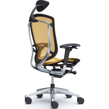 コンテッサセコンダ、可動肘、可動ヘッド、座メッシュ、ハンガー無、ランバー無、ブラックB、ポリッシュ、脚ポリッシュ、ウレタン オカムラ(岡村製作所)