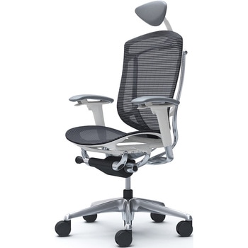 コンテッサセコンダ、可動肘、可動ヘッド、座メッシュ、ハンガー無、ランバー無、ホワイトB、ポリッシュ、脚ポリッシュ、ウレタン - オカムラ(岡村製作所)