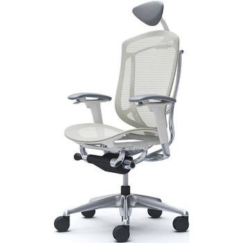 コンテッサセコンダ、可動肘、可動ヘッド、座メッシュ、ハンガー無、ランバー無、ホワイトB、ポリッシュ、脚ポリッシュ、ウレタン - オカムラ(岡村製作所)