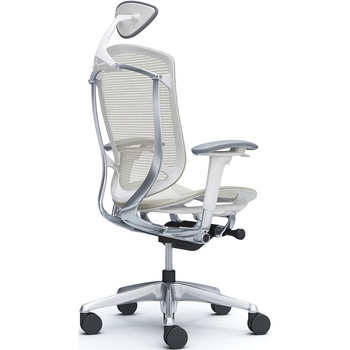 コンテッサセコンダ、可動肘、可動ヘッド、座メッシュ、ハンガー無、ランバー無、ホワイトB、ポリッシュ、脚ポリッシュ、ウレタン - オカムラ(岡村製作所)