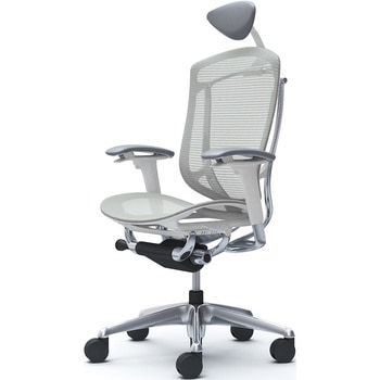 コンテッサセコンダ、可動肘、可動ヘッド、座メッシュ、ハンガー無、ランバー無、ホワイトB、ポリッシュ、脚ポリッシュ、ウレタン - オカムラ(岡村製作所)