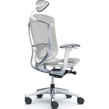 コンテッサセコンダ、可動肘、可動ヘッド、座メッシュ、ハンガー無、ランバー無、ホワイトB、ポリッシュ、脚ポリッシュ、ウレタン - オカムラ(岡村製作所)