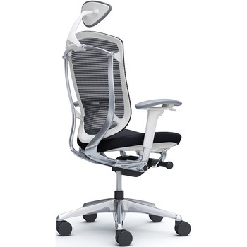 コンテッサセコンダ、可動肘、可動ヘッド、座クッション、ハンガー無、ランバー無、ホワイトB、ポリッシュ、脚ポリッシュ、ウレタン オカムラ(岡村製作所)