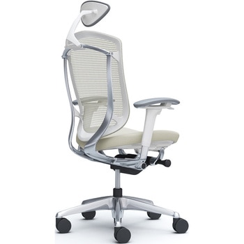 コンテッサセコンダ、可動肘、可動ヘッド、座クッション、ハンガー無、ランバー無、ホワイトB、ポリッシュ、脚ポリッシュ、ウレタン オカムラ(岡村製作所)