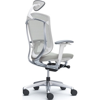 コンテッサセコンダ、可動肘、可動ヘッド、座クッション、ハンガー無、ランバー無、ホワイトB、ポリッシュ、脚ポリッシュ、ウレタン オカムラ(岡村製作所)