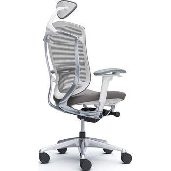 コンテッサセコンダ、可動肘、可動ヘッド、座クッション、ハンガー無、ランバー無、ホワイトB、ポリッシュ、脚ポリッシュ、ウレタン オカムラ(岡村製作所)