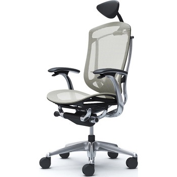 コンテッサセコンダ、固定肘、可動ヘッド、座メッシュ、ハンガー無、ランバー付、ブラックB、ポリッシュ、脚ポリッシュ、ウレタン - オカムラ(岡村製作所)