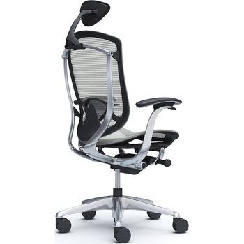 コンテッサセコンダ、固定肘、可動ヘッド、座メッシュ、ハンガー無、ランバー付、ブラックB、ポリッシュ、脚ポリッシュ、ウレタン - オカムラ(岡村製作所)