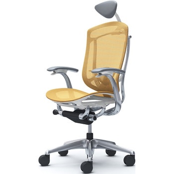 コンテッサセコンダ、固定肘、可動ヘッド、座メッシュ、ハンガー無、ランバー付、ホワイトB、ポリッシュ、脚ポリッシュ、ウレタン オカムラ(岡村製作所)