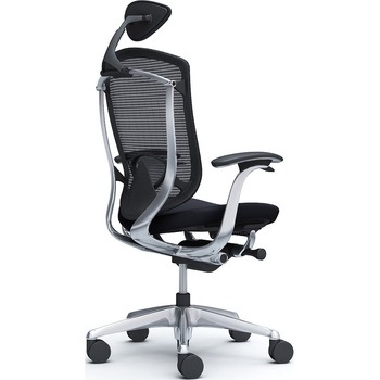 コンテッサセコンダ、固定肘、可動ヘッド、座クッション、ハンガー無、ランバー付、ブラックB、ポリッシュ、脚ポリッシュ、ウレタン - オカムラ(岡村製作所)