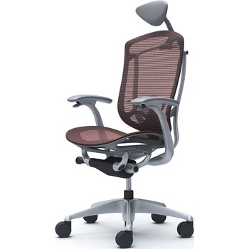 コンテッサセコンダ、固定肘、可動ヘッド、座メッシュ、ハンガー無、ランバー付、グレーB、シルバー、脚シルバー、ウレタン オカムラ(岡村製作所)