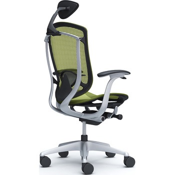 コンテッサセコンダ、固定肘、可動ヘッド、座メッシュ、ハンガー無、ランバー付、ブラックB、シルバー、脚シルバー、ウレタン オカムラ(岡村製作所)