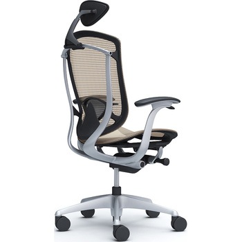 コンテッサセコンダ、固定肘、可動ヘッド、座メッシュ、ハンガー無、ランバー付、ブラックB、シルバー、脚シルバー、ウレタン オカムラ(岡村製作所)