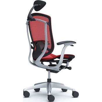 コンテッサセコンダ、固定肘、可動ヘッド、座メッシュ、ハンガー無、ランバー付、ブラックB、シルバー、脚シルバー、ウレタン オカムラ(岡村製作所)