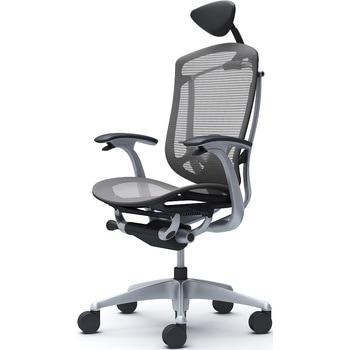 コンテッサセコンダ、固定肘、可動ヘッド、座メッシュ、ハンガー無、ランバー付、ブラックB、シルバー、脚シルバー、ウレタン オカムラ(岡村製作所)