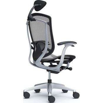 コンテッサセコンダ、固定肘、可動ヘッド、座メッシュ、ハンガー無、ランバー付、ブラックB、シルバー、脚シルバー、ウレタン オカムラ(岡村製作所)