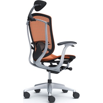 コンテッサセコンダ、固定肘、可動ヘッド、座メッシュ、ハンガー無、ランバー付、ブラックB、シルバー、脚シルバー、ウレタン オカムラ(岡村製作所)