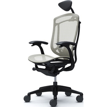 コンテッサセコンダ、固定肘、可動ヘッド、座メッシュ、ハンガー無、ランバー付、ブラックB、ブラック、脚ブラック、ウレタン オカムラ(岡村製作所)