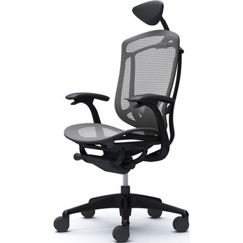 コンテッサセコンダ、固定肘、可動ヘッド、座メッシュ、ハンガー無、ランバー付、ブラックB、ブラック、脚ブラック、ウレタン オカムラ(岡村製作所)