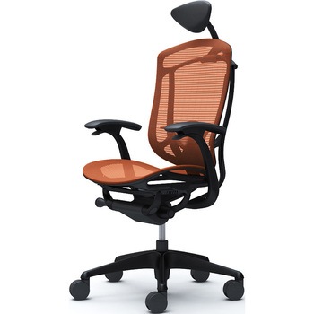 コンテッサセコンダ、固定肘、可動ヘッド、座メッシュ、ハンガー無、ランバー付、ブラックB、ブラック、脚ブラック、ウレタン オカムラ(岡村製作所)