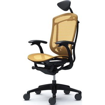 コンテッサセコンダ、固定肘、可動ヘッド、座メッシュ、ハンガー無、ランバー付、ブラックB、ブラック、脚ブラック、ウレタン オカムラ(岡村製作所)