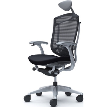 コンテッサセコンダ、固定肘、可動ヘッド、座クッション、ハンガー無、ランバー付、グレーB、シルバー、脚シルバー、ウレタン オカムラ(岡村製作所)