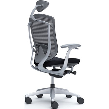 コンテッサセコンダ、固定肘、可動ヘッド、座クッション、ハンガー無、ランバー付、グレーB、シルバー、脚シルバー、ウレタン オカムラ(岡村製作所)