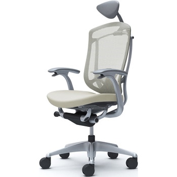 コンテッサセコンダ、固定肘、可動ヘッド、座クッション、ハンガー無、ランバー付、グレーB、シルバー、脚シルバー、ウレタン オカムラ(岡村製作所)