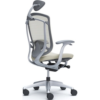 コンテッサセコンダ、固定肘、可動ヘッド、座クッション、ハンガー無、ランバー付、グレーB、シルバー、脚シルバー、ウレタン オカムラ(岡村製作所)